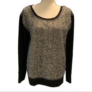CYNTHIA ROWLEY Tweed Scoop Neck Sweatshirt